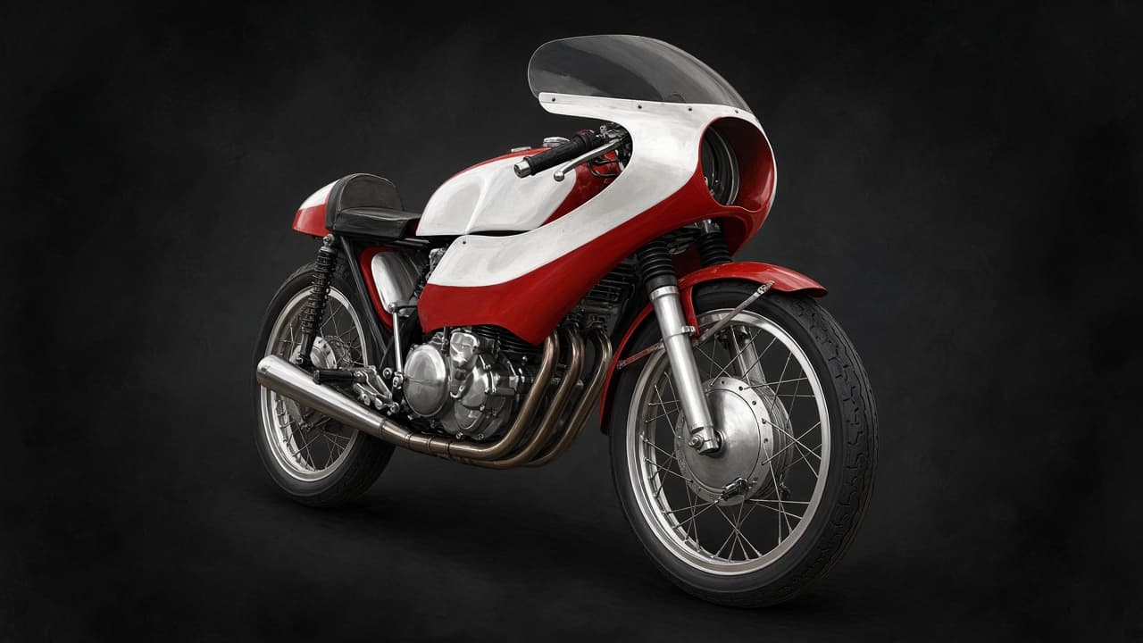 Illustration of a 1966 Honda RC173 Ex-Mike Hailwood