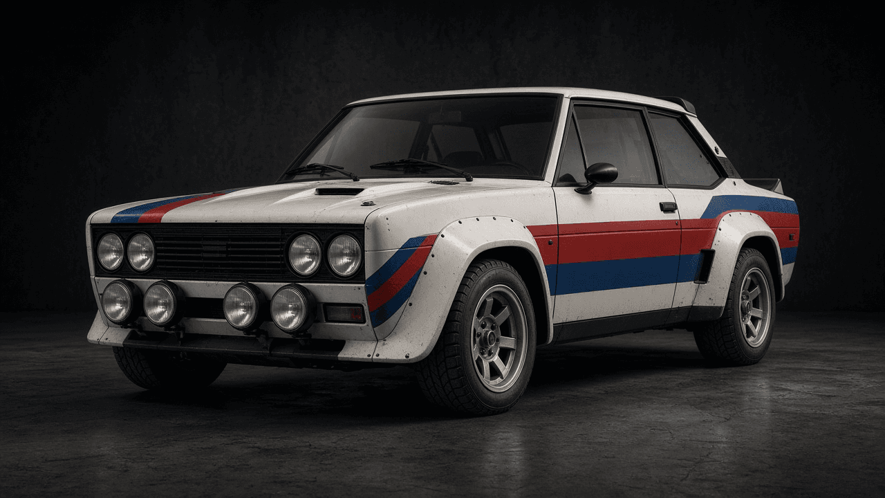 Illustration of a 1978 Fiat 131 Abarth Works Rally Ex–Michèle Mouton